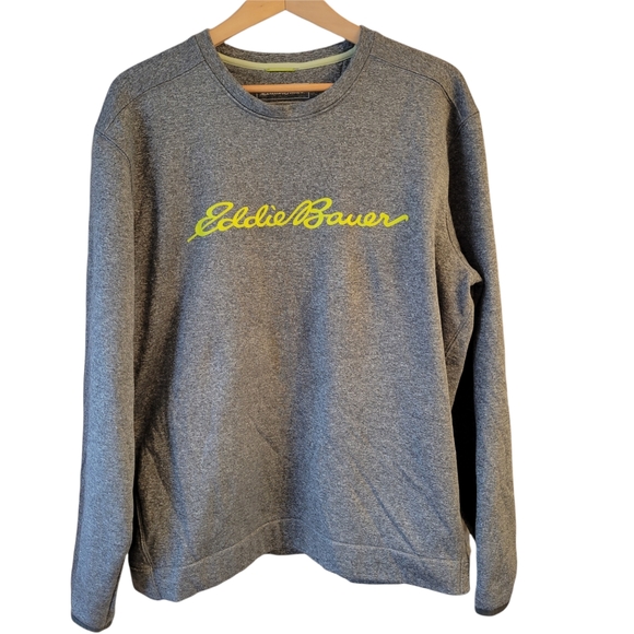 Eddie Bauer Distressed Logan Gray Yellow Sweatshirt Large